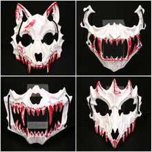 Load image into Gallery viewer, Blood Half-Face Mask Men Dragon Tiger Wolf Mask Horror Halloween Costume Props Skeleton Carnival Mask Party Cosplay Prop
