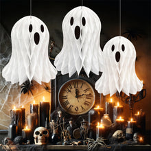 Load image into Gallery viewer, Halloween Paper Ghost Decoration with Hanging Rope Creative Spooky Funny Halloween Hanging Props Garden Party Decor Supplies
