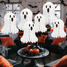 Load image into Gallery viewer, Halloween Paper Ghost Decoration with Hanging Rope Creative Spooky Funny Halloween Hanging Props Garden Party Decor Supplies
