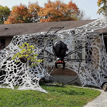 Load image into Gallery viewer, Halloween Scary Party Scene Props White Stretchy Cobweb Spider Web Scary Haunted House Yarn Halloween Decor Party Accessories

