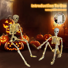 Load image into Gallery viewer, Luminous Hanging Skeleton Movable Joints Scary House Scary Pendant Props Halloween Party Yard Garden Decoration Glow Fake Skull
