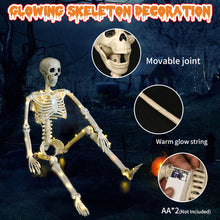 Load image into Gallery viewer, Luminous Hanging Skeleton Movable Joints Scary House Scary Pendant Props Halloween Party Yard Garden Decoration Glow Fake Skull
