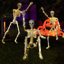 Load image into Gallery viewer, Luminous Hanging Skeleton Movable Joints Scary House Scary Pendant Props Halloween Party Yard Garden Decoration Glow Fake Skull
