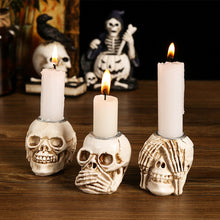Load image into Gallery viewer, Halloween Scary Candlesticks Skeleton Hand Shaped Skull Decor Resin Candle Holder Entryway Haunted House Props
