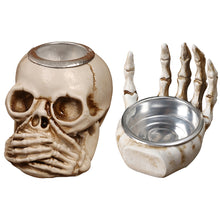 Load image into Gallery viewer, Halloween Scary Candlesticks Skeleton Hand Shaped Skull Decor Resin Candle Holder Entryway Haunted House Props
