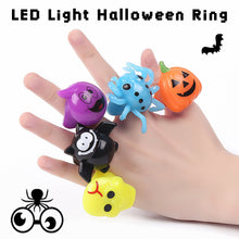 Load image into Gallery viewer, LED Light Halloween Ring Glowing Pumpkin Ghost Skull Rings Kids Gift Halloween Party Decoration for Home Horror Props Supplies
