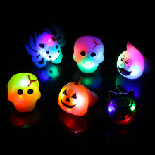 Load image into Gallery viewer, LED Light Halloween Ring Glowing Pumpkin Ghost Skull Rings Kids Gift Halloween Party Decoration for Home Horror Props Supplies

