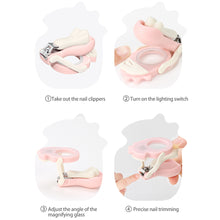 Load image into Gallery viewer, Magnifying Mirror Nail Clippers Children's Luminous Nail Clippers Baby Stainless Steel Nail Clippers Baby Splash Proof Nail Clippers
