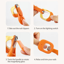 Load image into Gallery viewer, Baby Magnifying Glass Nail Clipper Baby Safety Care Anti Pinch Anti Splash Stainless Steel Children's Luminous Nail Clippers
