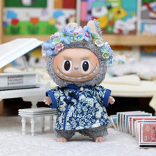 Load image into Gallery viewer, For 17cm Labubu Doll Clothes Fashion Head-pinned Flowers Doll Clothes Color Match Hairpin Dress Dolls Accessories Cute Little Clothes
