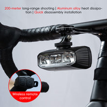 Load image into Gallery viewer, High-Brightness Bicycle Headlight With Remote Control High And Low Beam Integrated Aluminum Alloy Night Riding Safety Warning Light
