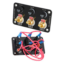 Load image into Gallery viewer, 12V Metal Toggle Switch Panel ON/OFF Car Power Control Board Copper Tone Dashboard Switch Panel Vehicle Modification Accessory
