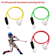 Load image into Gallery viewer, 10-30LBS Baseball Trainer with Latex Resistance Cord Pitching and Hitting Rebound Practice Tool Posture Correction Resistance Band
