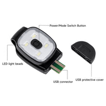 Load image into Gallery viewer, 1PC Multi-Functional Clip Lamp USB Charging Outdoor Portable Emergency Warning LED Headlamp For Running Camping And Cycling
