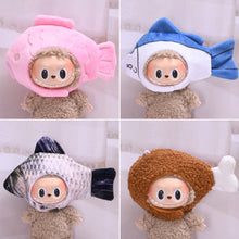 Load image into Gallery viewer, For 17cm Labubu Doll Clothes Cute Fish Chicken Leg Headwear Doll Accessories Lovely Outfit Gifts for Girls Friends
