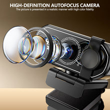Load image into Gallery viewer, USB Plug &amp; Play 1080P/2K/4K HD Webcam for Laptop &amp; Desktop Auto-Focus Streaming Camera for Online Classes/Live Video
