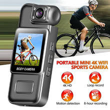 Load image into Gallery viewer, Portable Mini 4K WiFi Sports Camera with Screen HD Outdoor Cycling Action Cam DVR Recorder Waterproof Mount Camera
