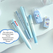 Load image into Gallery viewer, 7-In-1 Stationery Set Children Back To School Gel Pen Highlighter Ballpoint Pen Eternal Pencil Tape Eraser Knife Kids Prize
