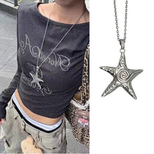 Load image into Gallery viewer, Y2K Gothic Starfish Pendant Necklace Punk Exaggerated Irregular Star Charm Jewel Travel Beach OOTD Necklace
