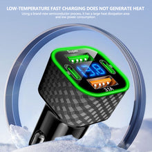 Load image into Gallery viewer, 4 in 1 Car Charger Dual PD with Voltage Display USB Super Fast Charge Adapter for iPhone Xiaomi Oppo Vivo Samsung
