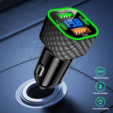 Load image into Gallery viewer, 4 in 1 Car Charger Dual PD with Voltage Display USB Super Fast Charge Adapter for iPhone Xiaomi Oppo Vivo Samsung

