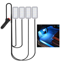 Load image into Gallery viewer, 4pcs/Set Car Ambient LED Light USB/Cigarette Lighter Powered Footwell Lights Interior Lighting DIY Atmosphere Decoration
