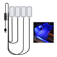 Load image into Gallery viewer, 4pcs/Set Car Ambient LED Light USB/Cigarette Lighter Powered Footwell Lights Interior Lighting DIY Atmosphere Decoration
