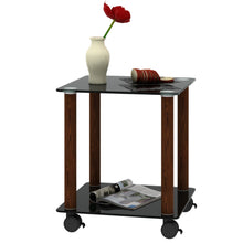 Load image into Gallery viewer, 1-Piece Black + Walnut Side Table , 2-Tier Space End Table ,Modern Night Stand, Sofa table, Side Table with Storage Shelve
