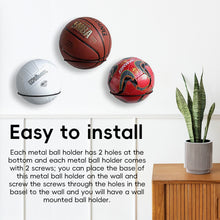 Load image into Gallery viewer, 1PC Wall-Mounted Basketball And Football Display Stand Thickened Ironwork Multi-Ball Storage Rack Screw Installation Bracket
