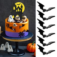 Load image into Gallery viewer, Halloween 3D Acrylic Bat Cake Topper Cupcake Decorations Reusable Spooky Flying Gothic Wedding Halloween Party Cake Accessories Decor
