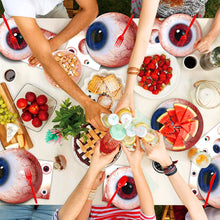 Load image into Gallery viewer, Halloween Eyeball Theme Party Supplies Set Scary Disposable Tableware Kit Plates/Napkins/Banner/Tablecloth Decor All-in-One Pack
