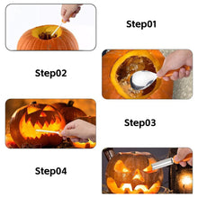 Load image into Gallery viewer, Halloween Pumpkin Carving Kit with Storage Bag DIY 7-Piece Stainless Steel Jack-o-Lantern Making Vegetable Fruit Carving Tools
