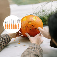 Load image into Gallery viewer, Halloween Pumpkin Carving Kit with Storage Bag DIY 7-Piece Stainless Steel Jack-o-Lantern Making Vegetable Fruit Carving Tools
