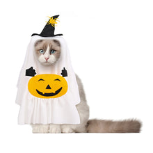 Load image into Gallery viewer, Halloween Ghost Dog Costume Hat &amp; Cloak with Candy Bag Spooky Cute Breathable Trick or Treat Pet Costume Photo Prop Pet Cosplay Gear
