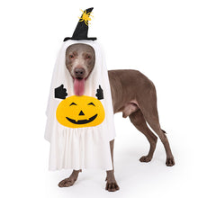Load image into Gallery viewer, Halloween Ghost Dog Costume Hat &amp; Cloak with Candy Bag Spooky Cute Breathable Trick or Treat Pet Costume Photo Prop Pet Cosplay Gear
