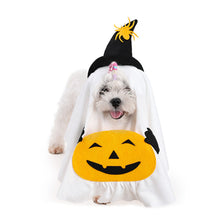 Load image into Gallery viewer, Halloween Ghost Dog Costume Hat &amp; Cloak with Candy Bag Spooky Cute Breathable Trick or Treat Pet Costume Photo Prop Pet Cosplay Gear
