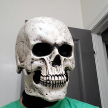 Load image into Gallery viewer, Halloween Animated Talking Mask Glowing Green Eyes Skull Mask Animated Moving Jaw Skull Realistic Halloween Prop Full Head Halloween Skull Mask
