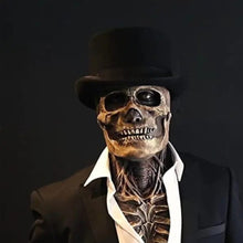 Load image into Gallery viewer, Halloween Animated Talking Mask Glowing Green Eyes Skull Mask Animated Moving Jaw Skull Realistic Halloween Prop Full Head Halloween Skull Mask
