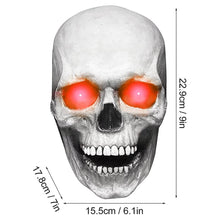 Load image into Gallery viewer, Halloween Animated Talking Mask Glowing Green Eyes Skull Mask Animated Moving Jaw Skull Realistic Halloween Prop Full Head Halloween Skull Mask
