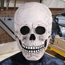 Load image into Gallery viewer, Halloween Animated Talking Mask Glowing Green Eyes Skull Mask Animated Moving Jaw Skull Realistic Halloween Prop Full Head Halloween Skull Mask
