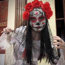 Load image into Gallery viewer, Halloween Cosplay Mask Dia de los Muertos Mexican Day of the Dead Spooky Veil Calavera Mask Lace Elegant Gothic Photo Prop Dance Party Mask

