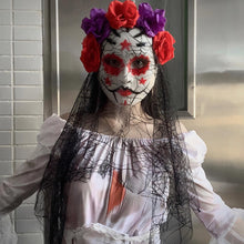Load image into Gallery viewer, Halloween Cosplay Mask Dia de los Muertos Mexican Day of the Dead Spooky Veil Calavera Mask Lace Elegant Gothic Photo Prop Dance Party Mask
