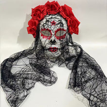 Load image into Gallery viewer, Halloween Cosplay Mask Dia de los Muertos Mexican Day of the Dead Spooky Veil Calavera Mask Lace Elegant Gothic Photo Prop Dance Party Mask
