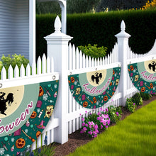 Load image into Gallery viewer, Fan-Shaped Halloween Banner 45x90cm Polyester Spooky Party Courtyard Fence Porch Ghost Pumpkin Banner Hang Halloween Flag Decorations
