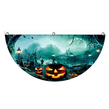 Load image into Gallery viewer, Fan-Shaped Halloween Banner 45x90cm Polyester Spooky Party Courtyard Fence Porch Ghost Pumpkin Banner Hang Halloween Flag Decorations
