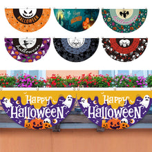 Load image into Gallery viewer, Fan-Shaped Halloween Banner 45x90cm Polyester Spooky Party Courtyard Fence Porch Ghost Pumpkin Banner Hang Halloween Flag Decorations

