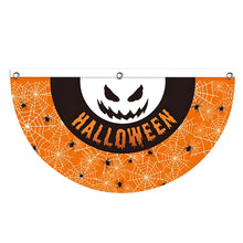 Load image into Gallery viewer, Fan-Shaped Halloween Banner 45x90cm Polyester Spooky Party Courtyard Fence Porch Ghost Pumpkin Banner Hang Halloween Flag Decorations
