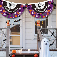 Load image into Gallery viewer, Fan-Shaped Halloween Banner 45x90cm Polyester Spooky Party Courtyard Fence Porch Ghost Pumpkin Banner Hang Halloween Flag Decorations
