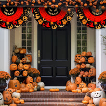 Load image into Gallery viewer, Fan-Shaped Halloween Banner 45x90cm Polyester Spooky Party Courtyard Fence Porch Ghost Pumpkin Banner Hang Halloween Flag Decorations
