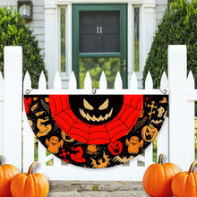 Load image into Gallery viewer, Fan-Shaped Halloween Banner 45x90cm Polyester Spooky Party Courtyard Fence Porch Ghost Pumpkin Banner Hang Halloween Flag Decorations
